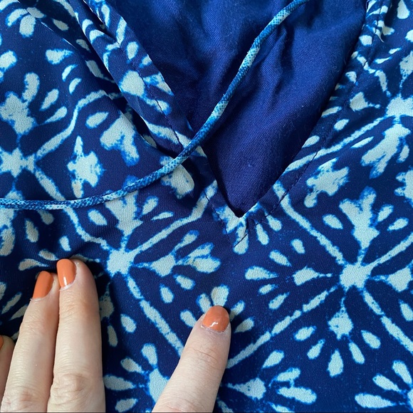 Hemant & Nandita Susan Indigo Dress Long Sheer Sleeve Gorgeous Mixed Boho Print - Picture 11 of 15